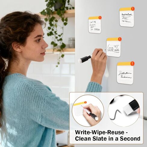 4-Pack Mini Magnetic Memo Board for Fridge, Small Dry Erase Board with 4 Markers, Reusable DIY Message Note Pad for Kitchen Office Home, Cute Fridge Magnet for Shopping List.(Ins Style) in Saudi Arabia
