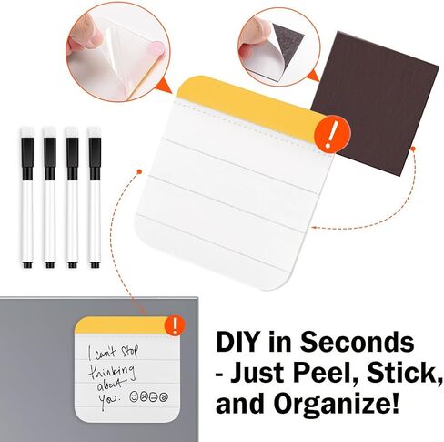 4-Pack Mini Magnetic Memo Board for Fridge, Small Dry Erase Board with 4 Markers, Reusable DIY Message Note Pad for Kitchen Office Home, Cute Fridge Magnet for Shopping List.(Ins Style) in Saudi Arabia