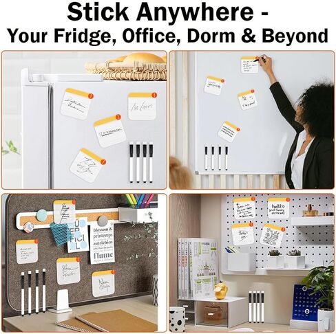 4-Pack Mini Magnetic Memo Board for Fridge, Small Dry Erase Board with 4 Markers, Reusable DIY Message Note Pad for Kitchen Office Home, Cute Fridge Magnet for Shopping List.(Ins Style) in Saudi Arabia