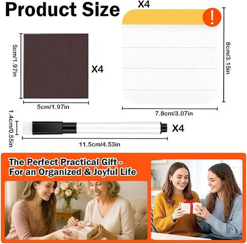 4-Pack Mini Magnetic Memo Board for Fridge, Small Dry Erase Board with 4 Markers, Reusable DIY Message Note Pad for Kitchen Office Home, Cute Fridge Magnet for Shopping List.(Ins Style) in Saudi Arabia