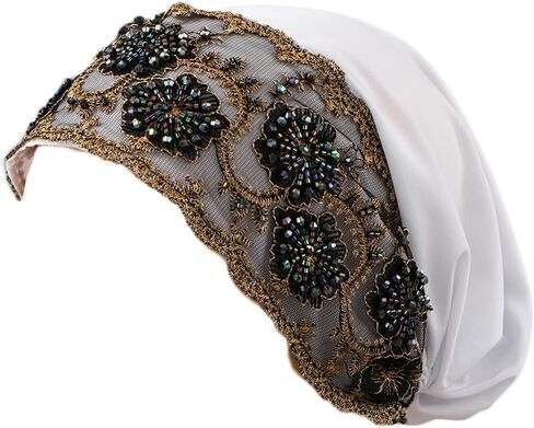 Beaded Lace Turban Cap for Women,Muslim Islamic Hijab Cap,Modest Head Wrap for Daily Wear or Hair Loss Coverage in Saudi Arabia