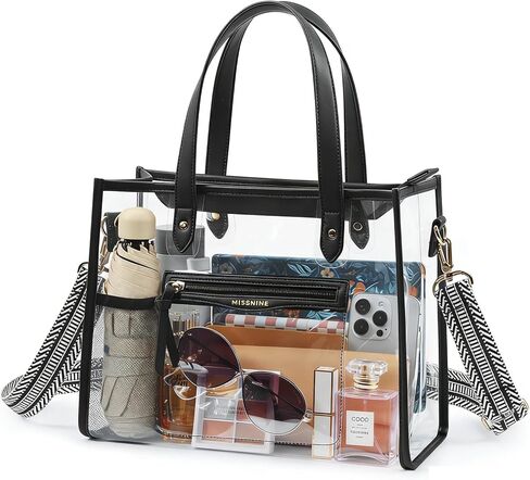 Missnine Clear Bag for Stadium Events, 12x6x12 Approved Clear Tote Bag for Women in Kuwait