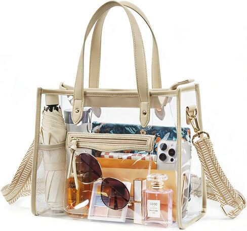 حقيبة Missnine الشفافة لأحداث الاستاد، حقيبة حمل شفافة سميكة من مادة PVC مع حزام جيتار، حقيبة كتف شفافة لحفلات الشاطئ in Kuwait