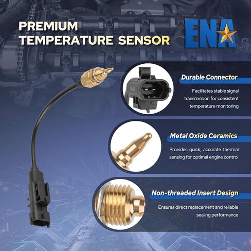ENA Engine Coolant Temperature Sensor Compatible with Jeep Ram Fiat Dodge Chrysler Cherokee Compass Renegade ProMaster City Dart 500 500L 500X 1.4L 2.4L l4 2012-2023 Replaces TX237 68088241AA in Saudi Arabia