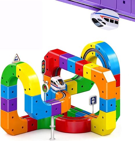 3D Infinity Track with Electric Train Set for Kids, STEM Modular Cube Track Building Toy, Magic Rail Block, Gravity Defying Monorail Trains Tracks,DIY Anti-Gravity Flexible Race Track (Avanced Set) in Saudi Arabia