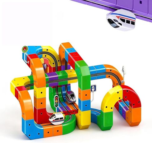 3D Infinity Track with Electric Train Set for Kids, STEM Modular Cube Track Building Toy, Magic Rail Block, Gravity Defying Monorail Trains Tracks,DIY Anti-Gravity Flexible Race Track (Avanced Set) in Saudi Arabia