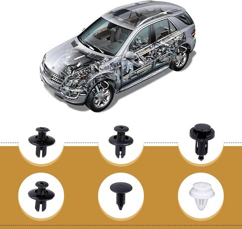 100 PCS Bumper Push Fasteners Rivet Clip Kit, ABS Retainer Expansion Screws with Removal Tool, 6 Popular Sizes Fenders/Body Fixing Clips, Universal for Most Cars, Trucks, SUVs (White) in Saudi Arabia