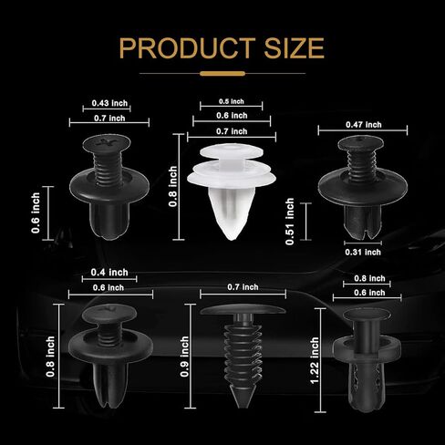 100 PCS Bumper Push Fasteners Rivet Clip Kit, ABS Retainer Expansion Screws with Removal Tool, 6 Popular Sizes Fenders/Body Fixing Clips, Universal for Most Cars, Trucks, SUVs (White) in Saudi Arabia