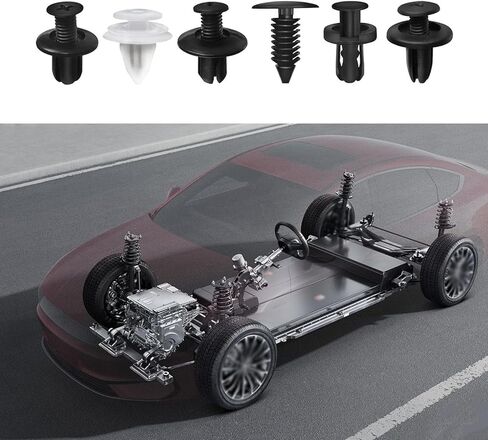 100 PCS Bumper Push Fasteners Rivet Clip Kit, ABS Retainer Expansion Screws with Removal Tool, 6 Popular Sizes Fenders/Body Fixing Clips, Universal for Most Cars, Trucks, SUVs (White) in Saudi Arabia