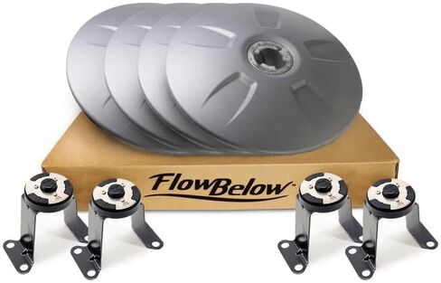 طقم أغطية عجلات متين وسريع التحرير (مجموعة من 4) - أغطية عجلات هوائية موفرة للوقود للجرار - تناسب عجلات مقاس 22.5 بوصة - رمادي in Kuwait