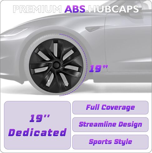 19 Inches Wheel Covers for Tesla Model Y 2024 2023 2022 2021, Hub Protection Accessory, Replacement for Model Y Rim Protector, ABS Hubcaps 4-Piece in Saudi Arabia