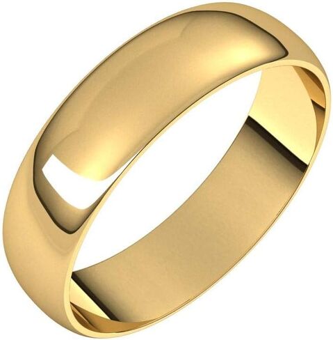 خاتم زفاف سونيا جويلز من الذهب الأصفر عيار 14 قيراط مقاس 5 ملم رفيع كلاسيكي عادي - مقاس 10 in Kuwait