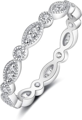 IMOLOE Lab Grown Diamond Wedding Bands for Women, 0.32 Carat Evil Eye Stackable Ring Trendy Eternity Rings in 18K White Gold Plated Sterling Silver Size 7.5 – Shine Bright, Spend Light in Kuwait