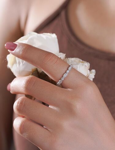 IMOLOE Lab Grown Diamond Wedding Bands for Women, 0.32 Carat Evil Eye Stackable Ring Trendy Eternity Rings in 18K White Gold Plated Sterling Silver Size 7.5 – Shine Bright, Spend Light in Kuwait