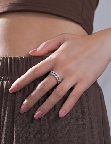 IMOLOE Lab Grown Diamond Wedding Bands for Women, 0.32 Carat Evil Eye Stackable Ring Trendy Eternity Rings in 18K White Gold Plated Sterling Silver Size 7.5 – Shine Bright, Spend Light in Kuwait