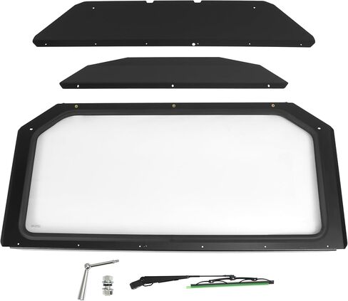 Front Glass Windshield Window Compatible with 2017+ Can-Am Maverick X3 W/Manual Wiper, Glass Windscreen with Aluminum Frame, Powder Coated Black in Saudi Arabia