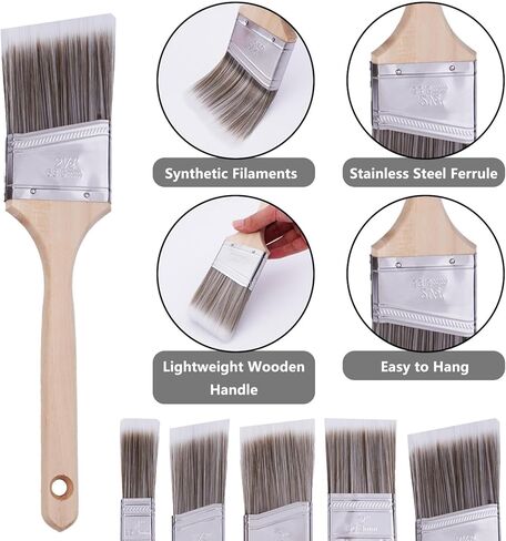 5 Piece Paint Brushes Paint Brush Set Flat and Angle Brushes for All Latex and Oil Paints in Saudi Arabia