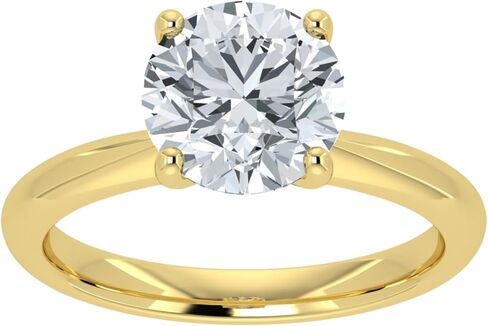 خاتم خطوبة ألماس سوليتير لاب جرو 1.00-5.00 قيراط معتمد من IGI للنساء من الذهب الأبيض والأصفر عيار 14 قيراط 4 شقوق (لون E-F VS1-VS2 وضوح تنظيف العين) in Kuwait