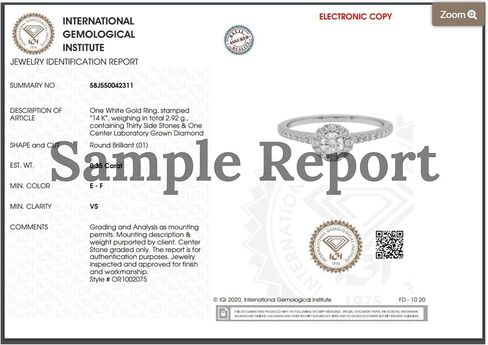 خاتم خطوبة ألماس سوليتير لاب جرو 1.00-5.00 قيراط معتمد من IGI للنساء من الذهب الأبيض والأصفر عيار 14 قيراط 4 شقوق (لون E-F VS1-VS2 وضوح تنظيف العين) in Kuwait