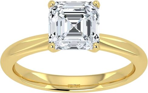 خاتم خطوبة ألماس سوليتير لاب جرو 1.00-5.00 قيراط معتمد من IGI للنساء من الذهب الأبيض والأصفر عيار 14 قيراط 4 شقوق (لون E-F VS1-VS2 وضوح تنظيف العين) in Kuwait