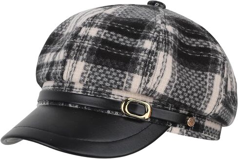 Women's Plaid Newsboy Cap - Adjustable 8-Panel Cabbie Hat for Fall Spring Daily Casual & Travel Fashion Accessory in Kuwait