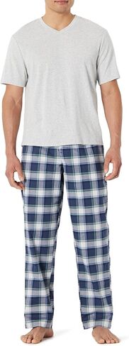 Amazon Essentials Men's Cotton Stretch Poplin Pant with Cotton Jersey T-Shirt Pajama Set in Saudi Arabia