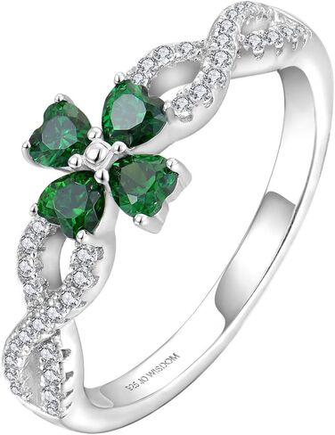 JO WISDOM Women Infinity Ring,925 Sterling Silver Cubic Zirconia Lucky Four Leaf Green Heart CZ Flower Shamrock Clover Ring in Saudi Arabia
