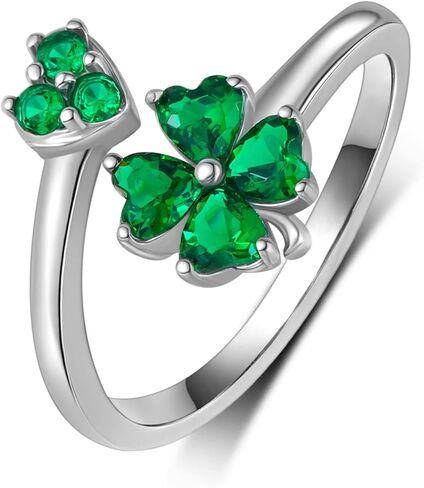 Clover Ring 925 Sterling Silver Four Leaf Clover Ring St Patricks Day Jewelry Gifts for Women in Saudi Arabia