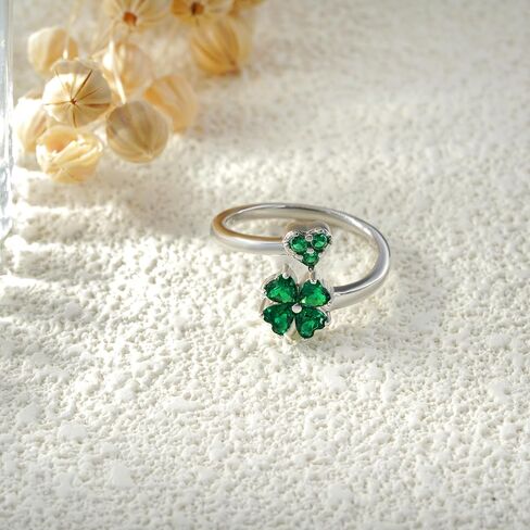 Clover Ring 925 Sterling Silver Four Leaf Clover Ring St Patricks Day Jewelry Gifts for Women in Saudi Arabia