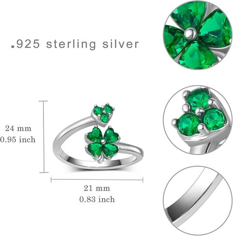 Clover Ring 925 Sterling Silver Four Leaf Clover Ring St Patricks Day Jewelry Gifts for Women in Saudi Arabia
