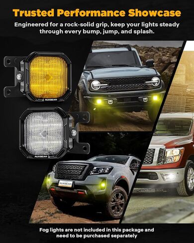 سلسلة Auxbeam Color Play Series 3 بوصات 100 وات LED لمصابيح LED لسيارة Ford Honda Nissan Subaru Acura، شريط إضاءة للطرق الوعرة باللون الأبيض الكهرماني DRL ووظيفة إشارة الانعطاف، حزمة دعامات التثبيت المتساطحة in Kuwait