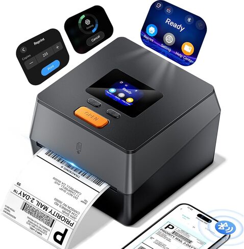 Phomemo Shipping Label Printer with Touchable Screen, 4x6 Bluetooth Thermal Label Printer with Built-in Label Holder, D420D Thermal Printers for Small Business, Compatible with USPS, Tiktok, Amazon in Saudi Arabia