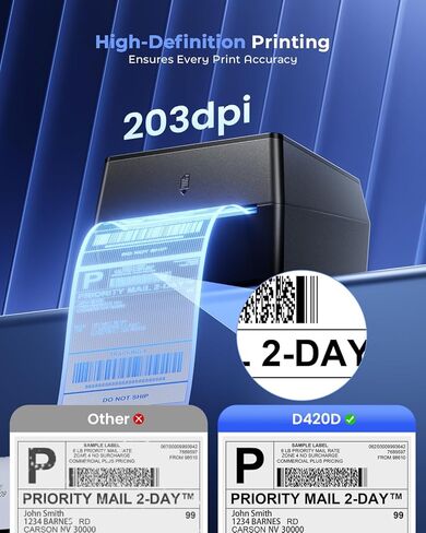 Phomemo Shipping Label Printer with Touchable Screen, 4x6 Bluetooth Thermal Label Printer with Built-in Label Holder, D420D Thermal Printers for Small Business, Compatible with USPS, Tiktok, Amazon in Saudi Arabia