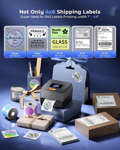 Phomemo Shipping Label Printer with Touchable Screen, 4x6 Bluetooth Thermal Label Printer with Built-in Label Holder, D420D Thermal Printers for Small Business, Compatible with USPS, Tiktok, Amazon in Saudi Arabia