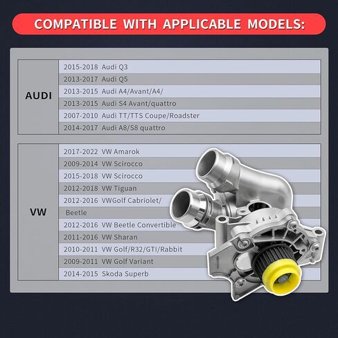مجموعة مضخة مياه المحرك الكهربائي 06H121026DD متوافقة مع Audi A3، A4، A5، Q5، TT مناسبة لسيارة VW Passat Jetta Golf GTI CC Beetle 06H121026CQ 06H121026AB in Kuwait