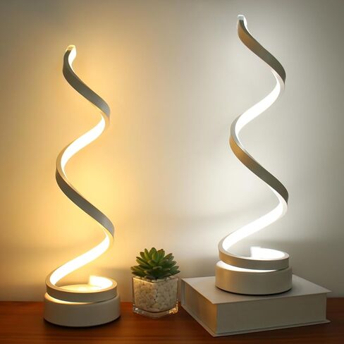 Modern Spiral LED Table Lamp Set of 2, 10W Touch Control Table Lamp with USB Charging Ports, Dimmable 3 Color Modes Bedside Nightstand Desk Lamp Light for Bedroom, Living Room, Office -Silver in Saudi Arabia