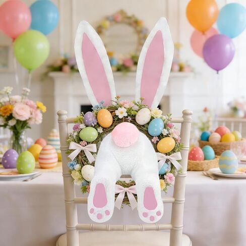 أرنب عيد الفصح بعقب لإكليل الباب الديكور الباب الأمامي الربيع لطيف أرنب الأذن بأعقاب إكليل مرفق للمنزل الجدار الشنق in Kuwait
