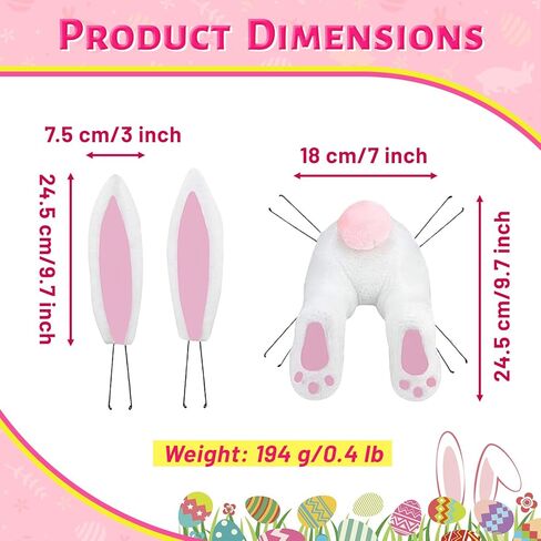 أرنب عيد الفصح بعقب لإكليل الباب الديكور الباب الأمامي الربيع لطيف أرنب الأذن بأعقاب إكليل مرفق للمنزل الجدار الشنق in Kuwait