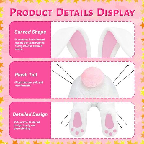 أرنب عيد الفصح بعقب لإكليل الباب الديكور الباب الأمامي الربيع لطيف أرنب الأذن بأعقاب إكليل مرفق للمنزل الجدار الشنق in Kuwait