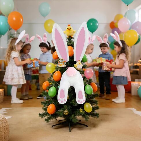 أرنب عيد الفصح بعقب لإكليل الباب الديكور الباب الأمامي الربيع لطيف أرنب الأذن بأعقاب إكليل مرفق للمنزل الجدار الشنق in Kuwait