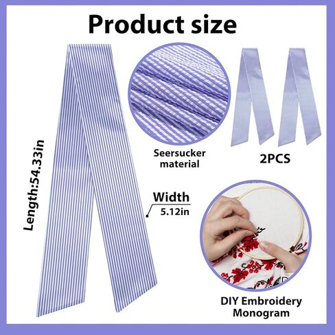 2 Pieces Christmas Wreath Sash for Front Door, Purple Stripes Seersucker Sash Holiday Wedding Wreath Accessories for Home Baby Shower Birthday Decorations in Saudi Arabia