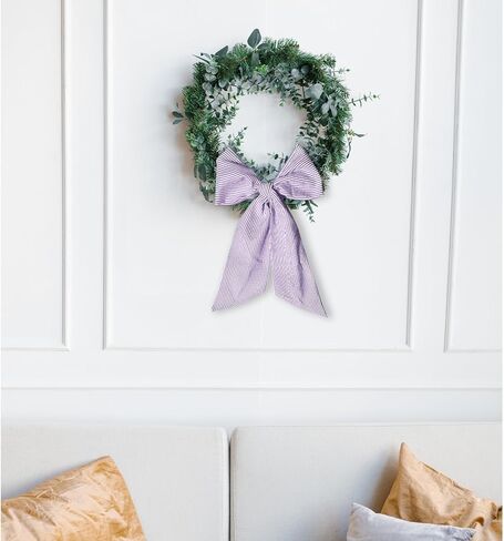 2 Pieces Christmas Wreath Sash for Front Door, Purple Stripes Seersucker Sash Holiday Wedding Wreath Accessories for Home Baby Shower Birthday Decorations in Saudi Arabia