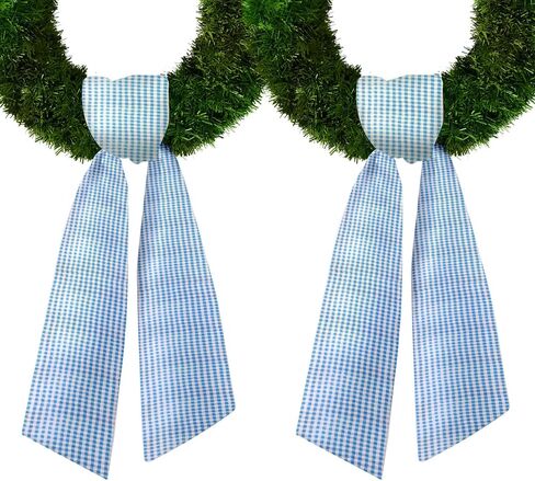 2 Pieces Christmas Wreath Sash for Front Door, Purple Stripes Seersucker Sash Holiday Wedding Wreath Accessories for Home Baby Shower Birthday Decorations in Saudi Arabia
