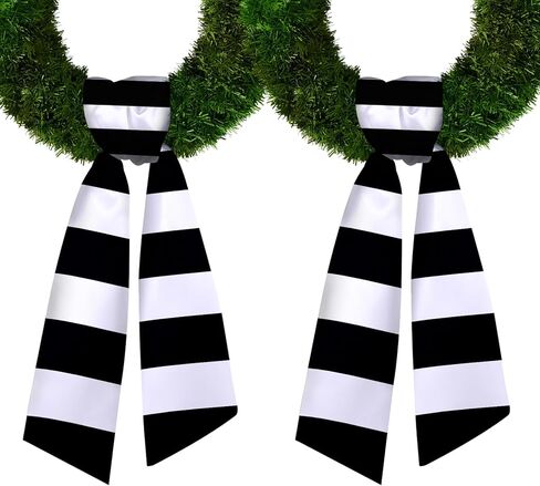 2 Pieces Christmas Wreath Sash for Front Door, Purple Stripes Seersucker Sash Holiday Wedding Wreath Accessories for Home Baby Shower Birthday Decorations in Saudi Arabia