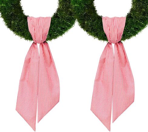 2 Pieces Christmas Wreath Sash for Front Door, Purple Stripes Seersucker Sash Holiday Wedding Wreath Accessories for Home Baby Shower Birthday Decorations in Saudi Arabia