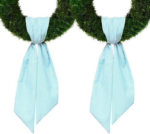 2 Pieces Christmas Wreath Sash for Front Door, Purple Stripes Seersucker Sash Holiday Wedding Wreath Accessories for Home Baby Shower Birthday Decorations in Saudi Arabia
