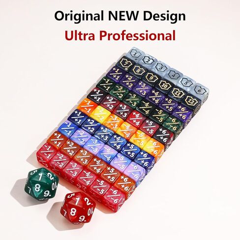 62PCS 12mm MTG Dice Set with Plus 1 Life Counter & Shield & Spindown Dice in 10 Colors for Magic The Gatering, Compatible with CCG Creature Stats TCG Magic Card Gaming Accessories in Kuwait