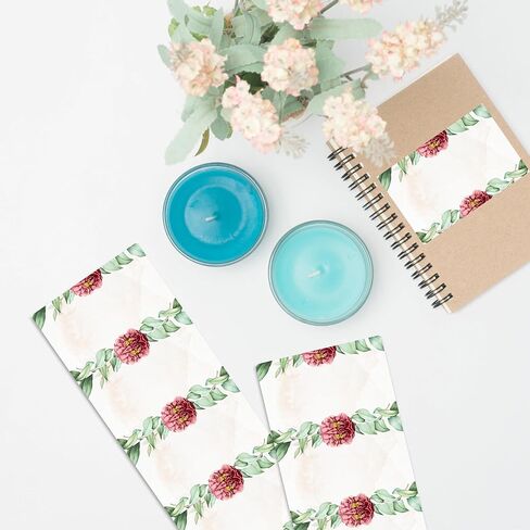 Blank Name Tags Red Floral Theme | Perforated 2.25 x 3.5 Inch Name Tag Stickers | 100pcs Name Stickers Name Badge for Wedding, Party, Bridal Shower and Baby Shower in Saudi Arabia