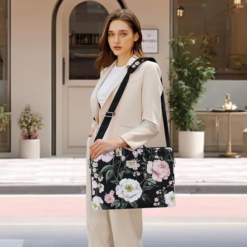MOSISO Laptop Bag for Women, 15.6 inch Computer Bags Compatible with MacBook Pro 16 inch, HP, Dell, Lenovo, Asus Notebook, 15-15.6 inch Laptop Messenger Shoulder Sleeve with Strap, Gorgeous Peony in Saudi Arabia