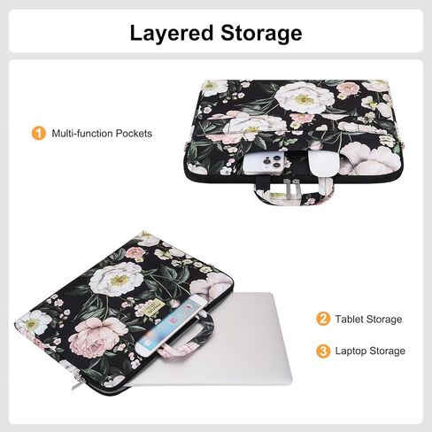 MOSISO Laptop Bag for Women, 15.6 inch Computer Bags Compatible with MacBook Pro 16 inch, HP, Dell, Lenovo, Asus Notebook, 15-15.6 inch Laptop Messenger Shoulder Sleeve with Strap, Gorgeous Peony in Saudi Arabia